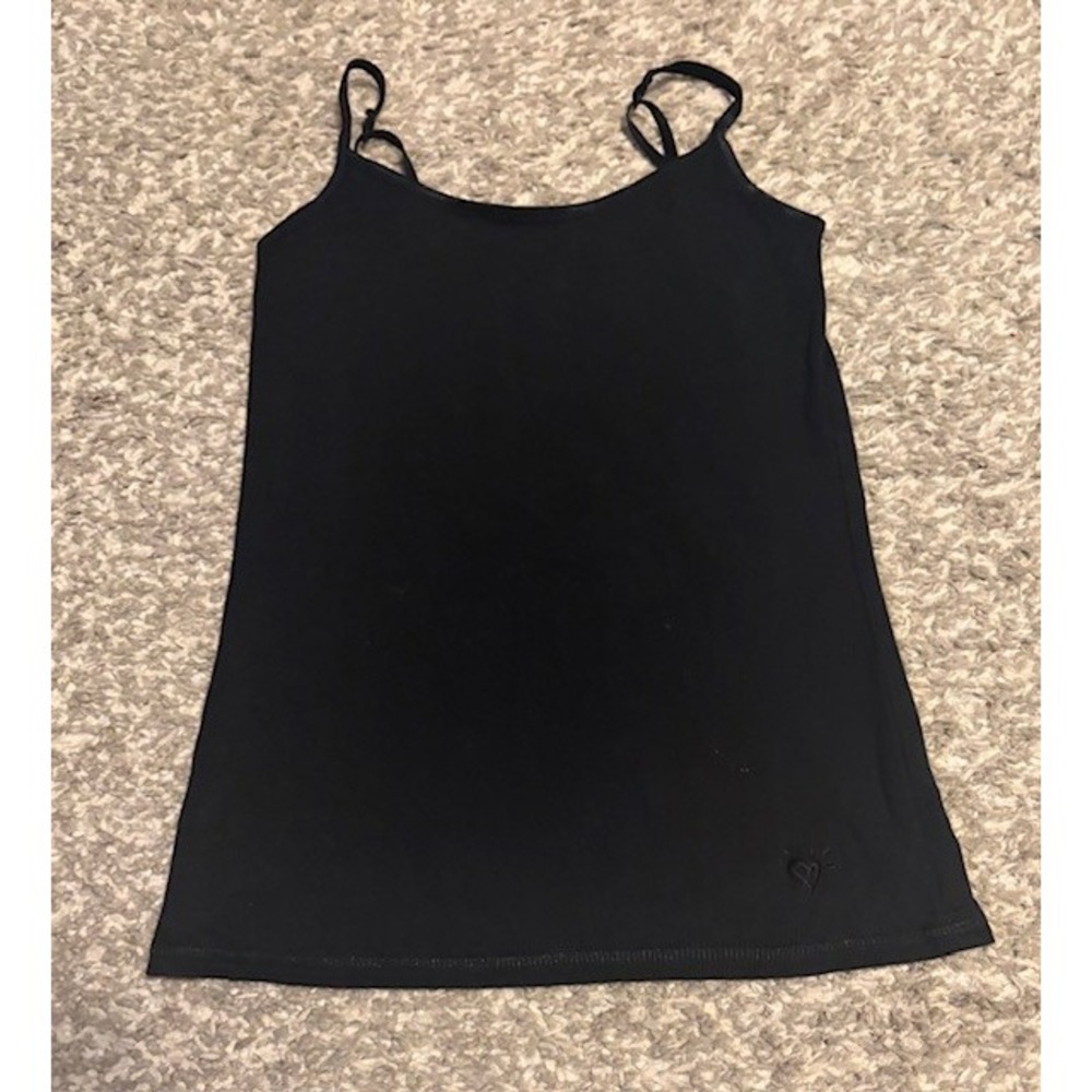 Justice girls black tank size 7, adjustable spaghetti straps